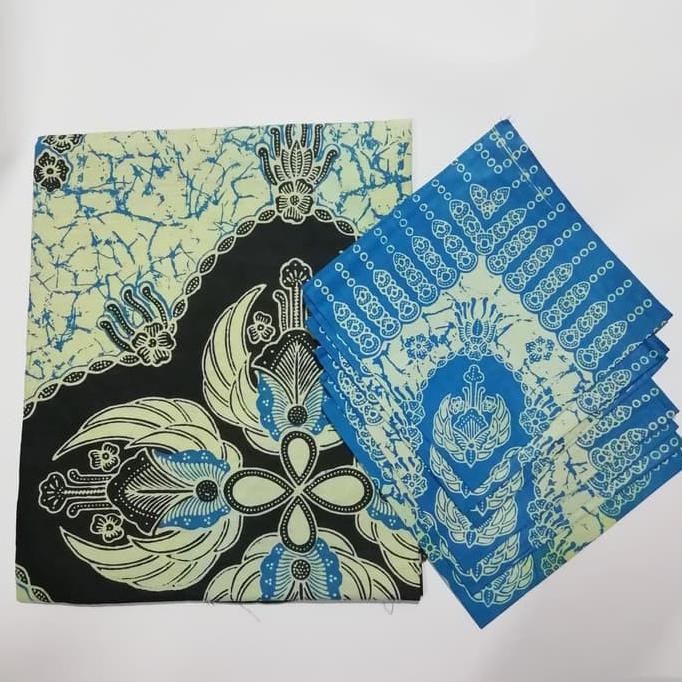 taplak meja makan batik set 6 - Biru Muda - Biru Muda