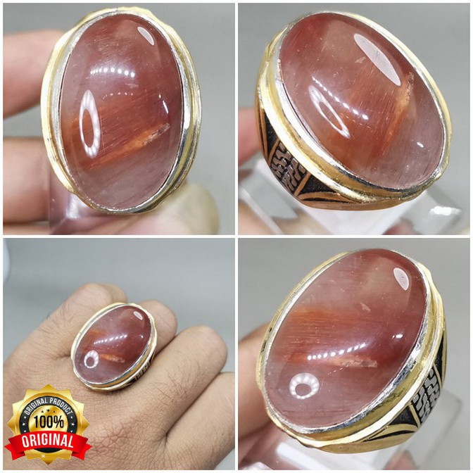 CINCIN BATU PERMATA KECUBUNG RAMBUT CENDANA MERAH ASLI