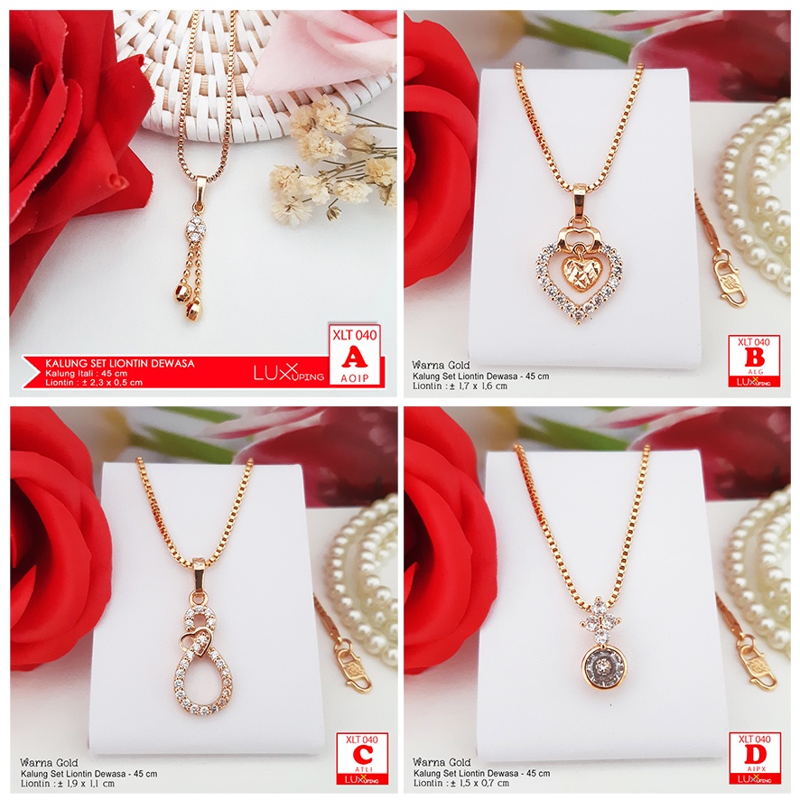 XLT 040 Kalung dan Liontin Set Mata Sirkon Perhiasan Lapis Emas 18K Kalung Xuping Merk Yaxiya Gold Luxx Xuping