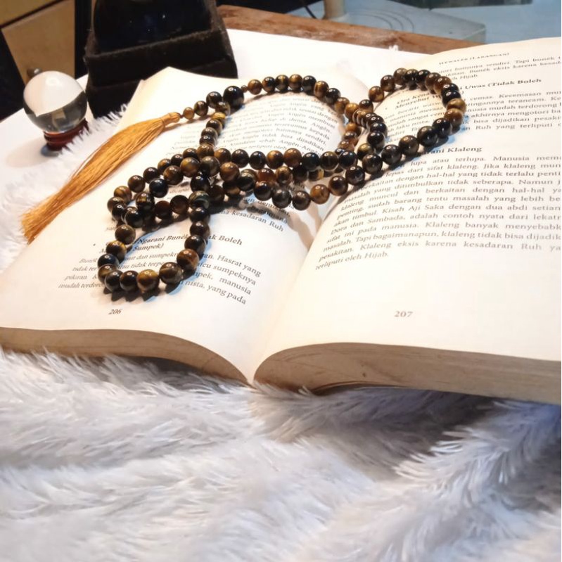 Tasbih Japa Mala Tiger Eye 8mm Hand Made By Rajarta