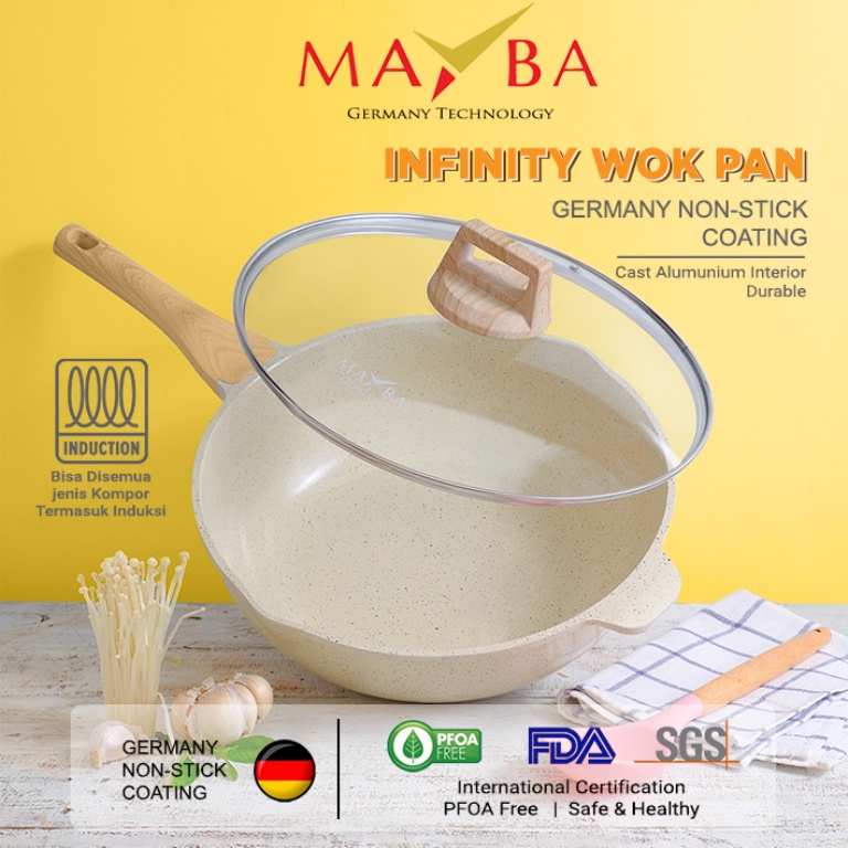 PANCI KUALI WOK Mayba Infinity Glowing Granite pan nonstick WAJAN Penggorengan FDA APPROVAL Food-gra