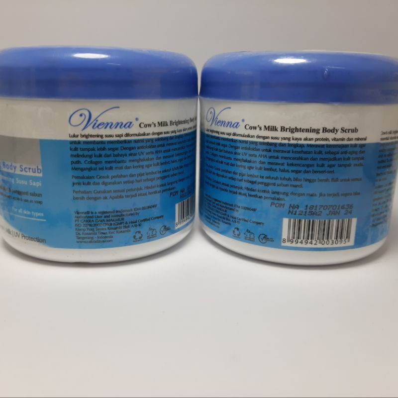 VIENNA BODY SCRUB COW'S MILK BPOM | LULUR SUSU SAPI 250 GR