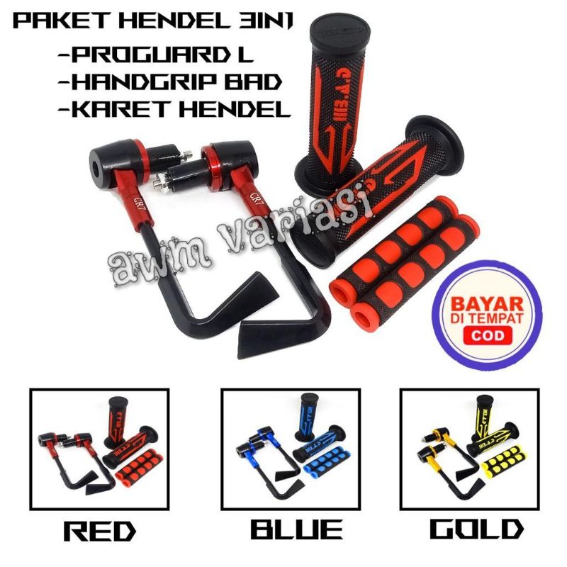 [PAKET STANG ACC] Proguard L Plus Handgrip BAD Panah Dan Karet Handle Rem Domino Universal Motor