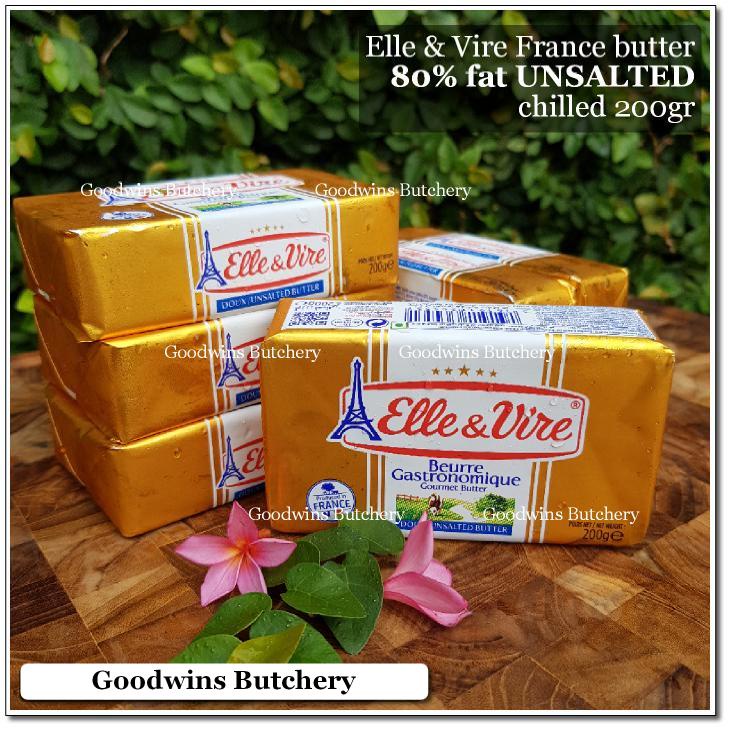 

Butter France ELLE & VIRE 80% fat UNSALTED mentega butter tanpa garam Elle&Vire chilled 200g