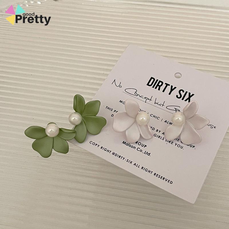 Kontras warna cat semprot bunga anting-anting wanita kepribadian sederhana semua-pertandingan anting-anting anting-anting S925 Super Fairy temperamen anting-anting wanita - PD