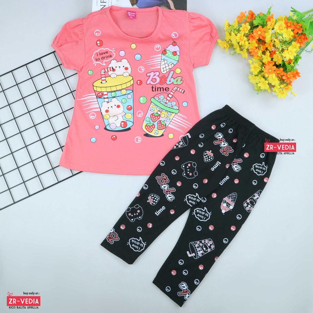 Setelan Boba uk 2-6 Tahun / Baju Anak Legging Perempuan Celana Panjang Karakter Import Kiosbalitaaprillia