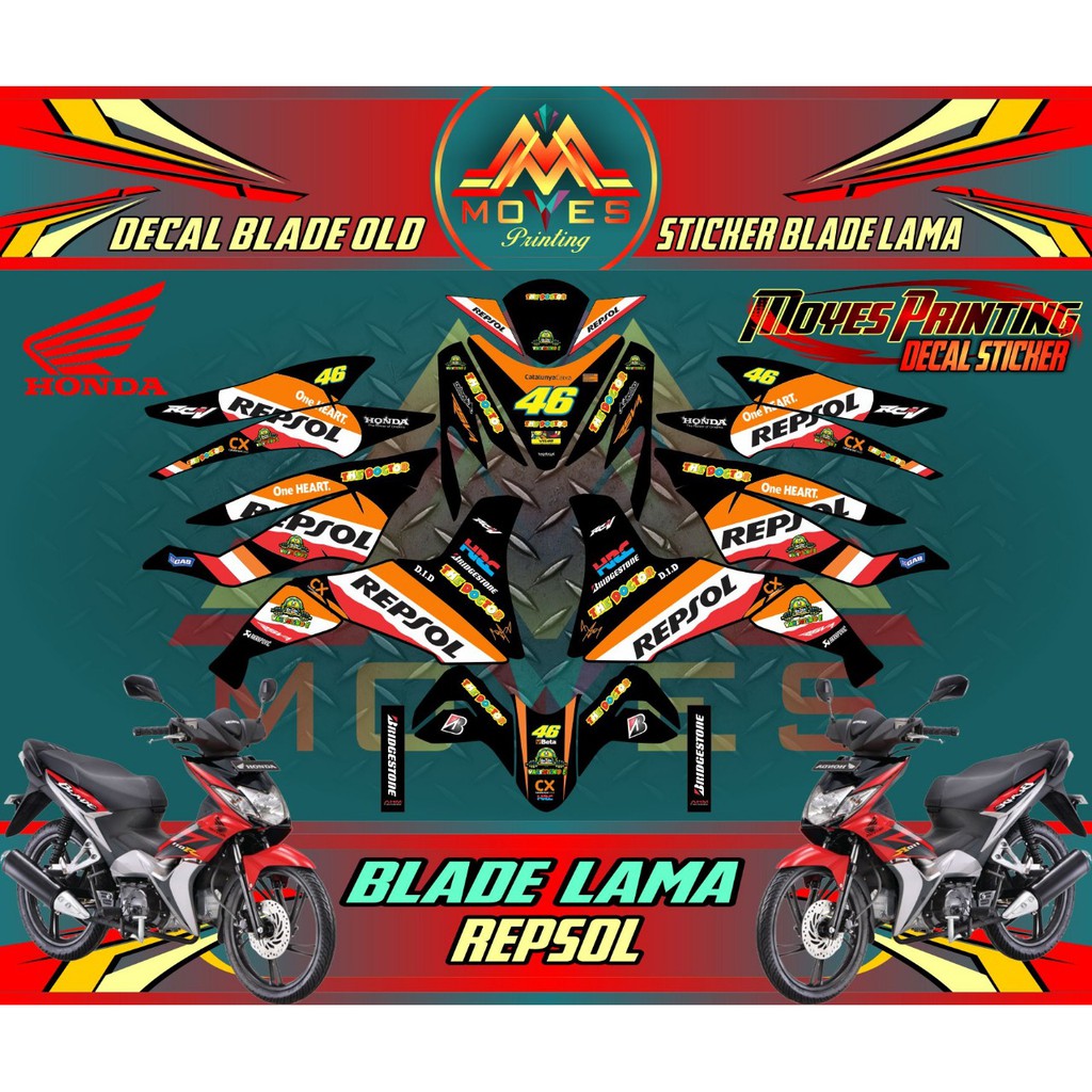 Decal Blade Lama Motif Repsol Keren Sticker  Full body Motor Honda Blade Lama