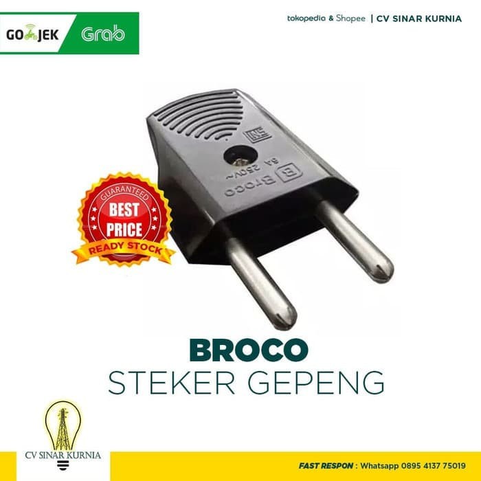 STEKER/COLOKAN GEPENG HITAM BROCO 344 L ASLI GROSIR TERMURAH