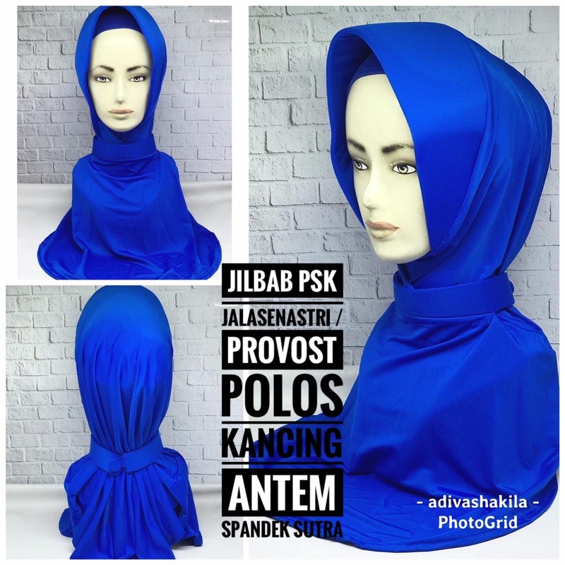 ADIVA - JILBAB BIRU ELEKTRIK PSK JALASENASTRI POLOS KANCING