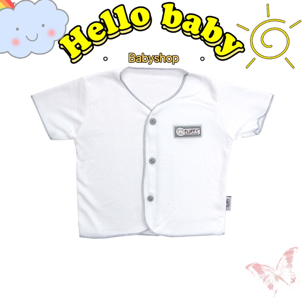 Fluffy Baju Bayi 0 3 bulan Pendek Neci Newborn Abu (Isi 3Pcs) Abu