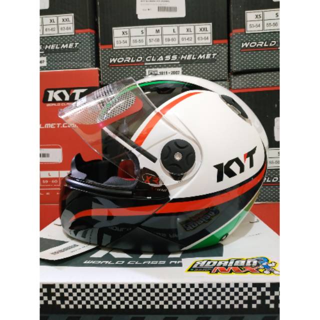 HELM KYT X ROCKET MOTIF 2 WHITE BLACK RED HELM TOURING KYT X ROKET KYT XROKET HELM DRAG BALAP MURAH