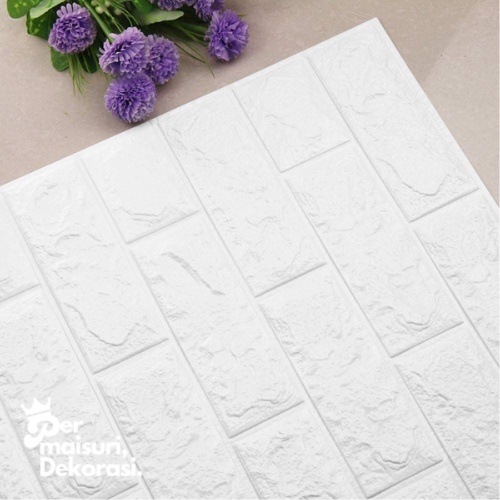 [COD] Wallpaper Dinding Stiker Wallfoam 3D Sticker Dekorasi Kamar Rumah Murah-PUTIH