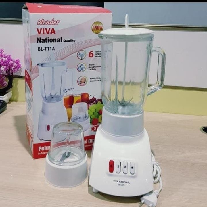 BLENDER VIVA NATIONAL 2IN1 KACA 6 MATA PISAU STAINLESS DRY MILL PANASONIC MIYAKO