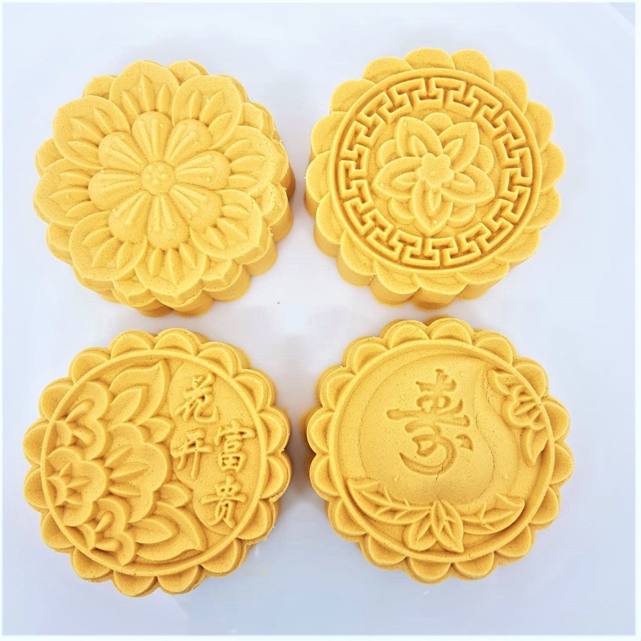 (4pc) cetakan kue bulan (125gr) mooncake press mold FLOWER SIENTHOU