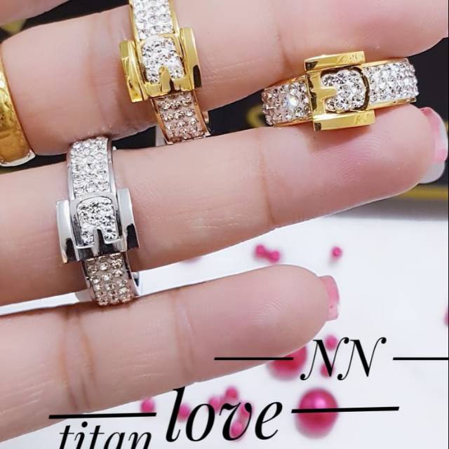 Cincin titanium ikat pinggang lapis emas 18k terlaris 2411