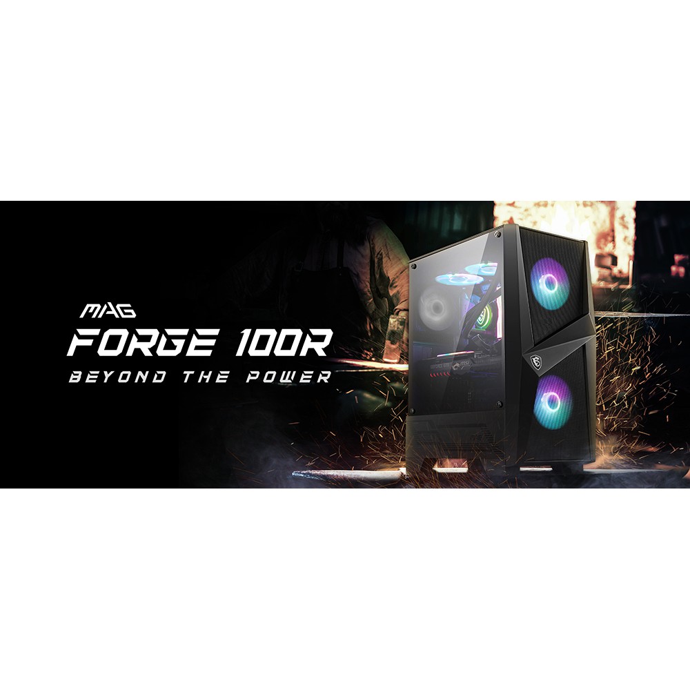 CASING MSI MAG FORGE 100R - Temper - 2 Fan RGB + 1 Fan Hitam