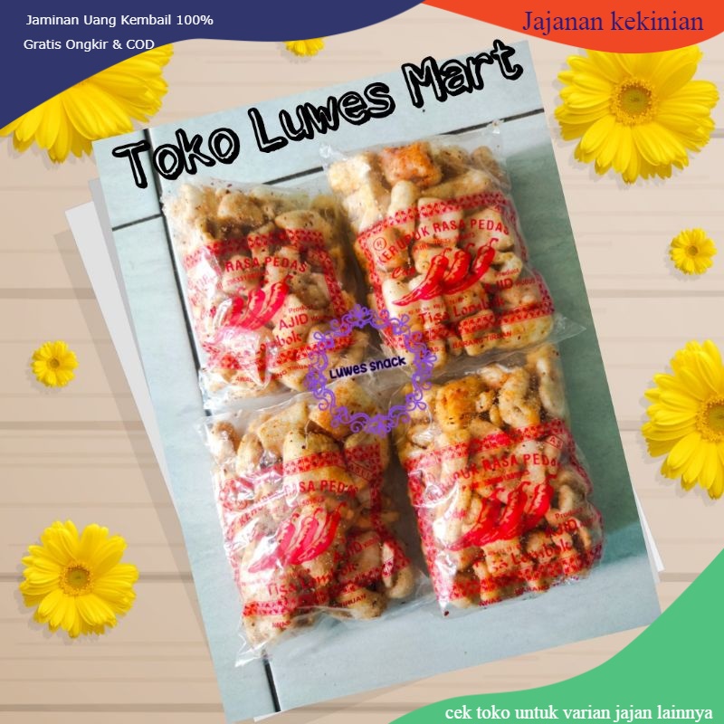

krupuk pedas tiga lombok isi 20pcs-krupuk jadul-jajanan jadul-krupuk pedas-makanan ringan-snak pedas