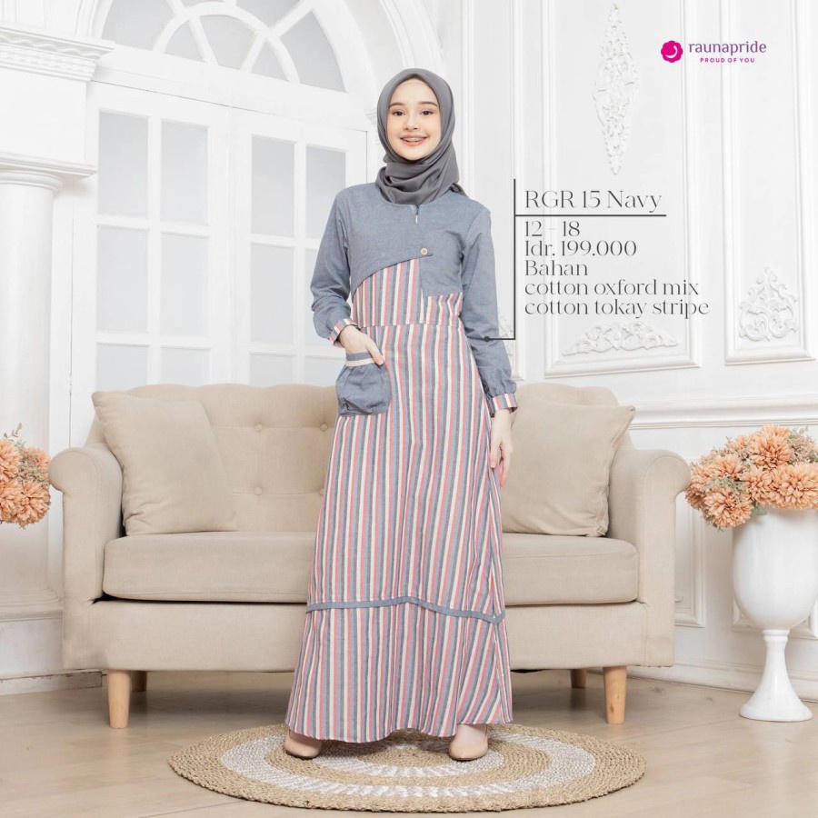 GAMIS MUSLIMAH RAUNA ( REMAJA ) RGR 15 NAVY