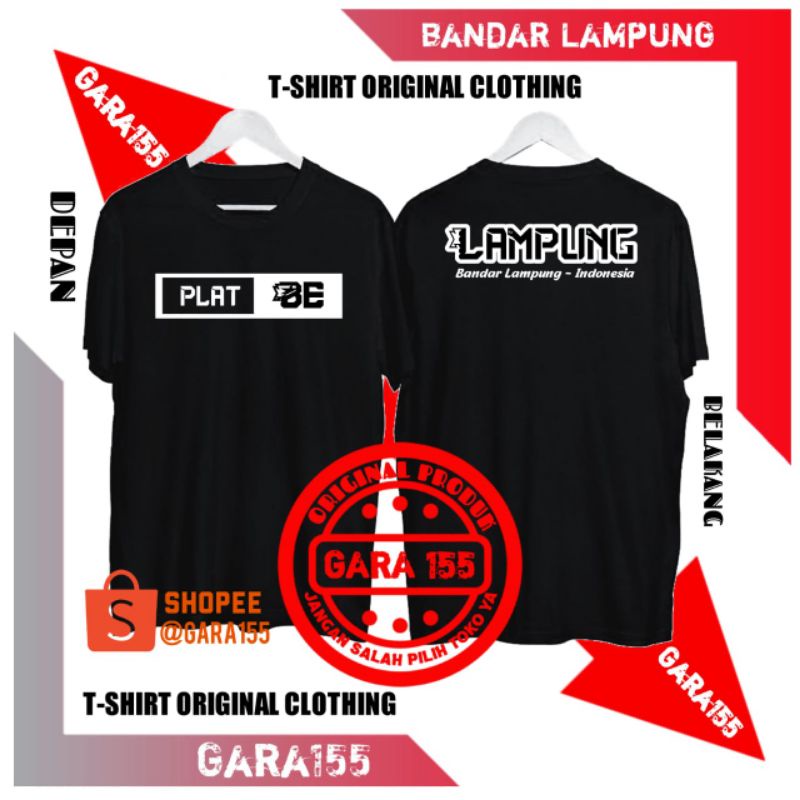 T-SHIRT KAOS HITAM PREMIUM DESAIN SIMPEL TULISAN PLAT BE BANDAR LAMPUNG / LAMPUNG BARAT / TENGAH / T