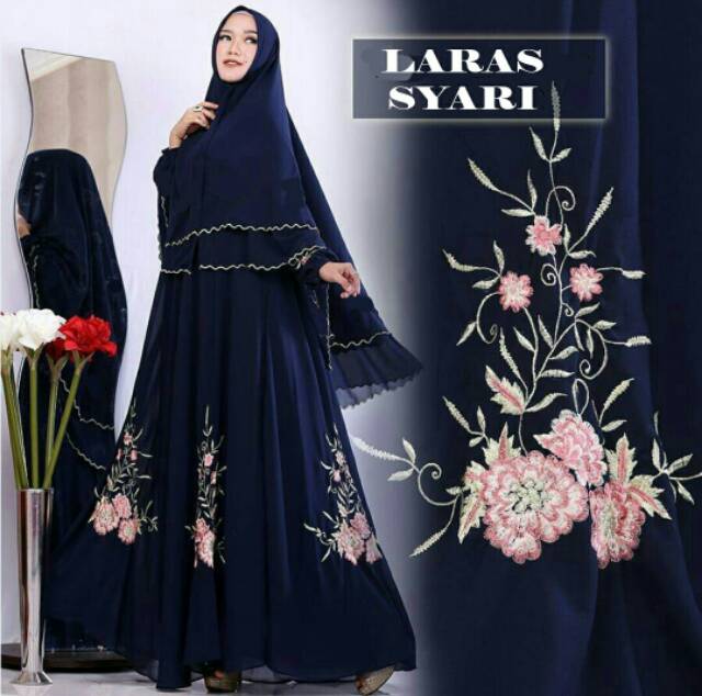 XC - GAMIS LARAS SYARI / MAXI LARAS / GAMIS POLOSAN COMBINASI BORDIR / GAMIS TERLARIS / BEST SELLER