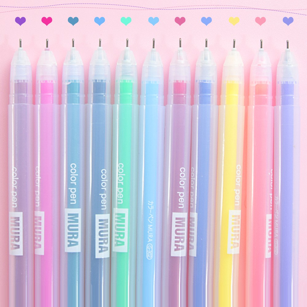 【TK】12colors Candy Color Gel Ink Pens Set Colorful Gel Pen 0.5mm Student Color Journal Pen Writing Supplies School Stationery Cute Ink Pen