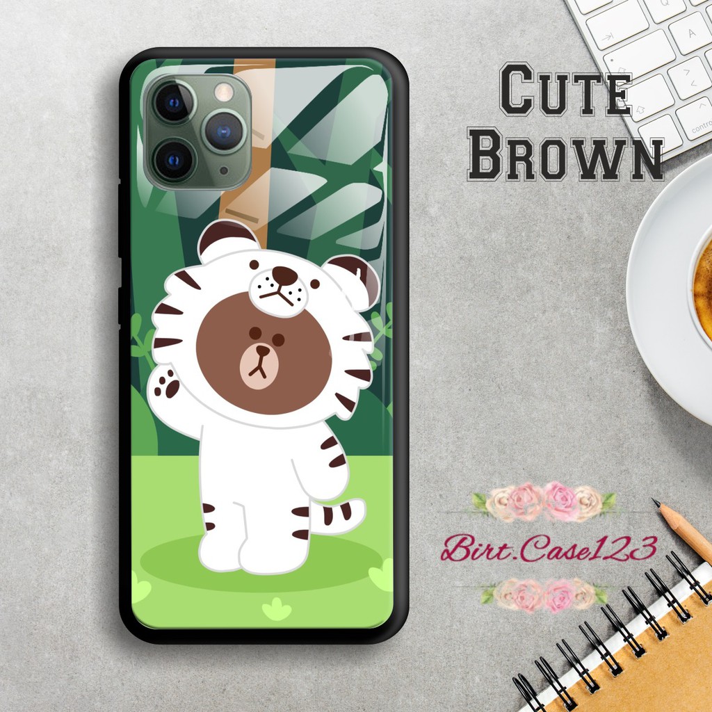 Back case glass CUTE BROWN Realme C1 C2 C3 U1 2 2 Pro 3 Pro 5 5i 5s Pro 6 Pro X Xt C11 C15 BC1387