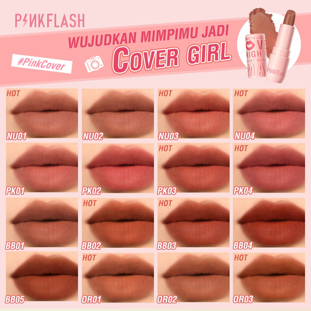 PINKFLASH PinkDiary Silky Velvet Matte Lipstick Lip Cream Smooth High Pigment Lasting