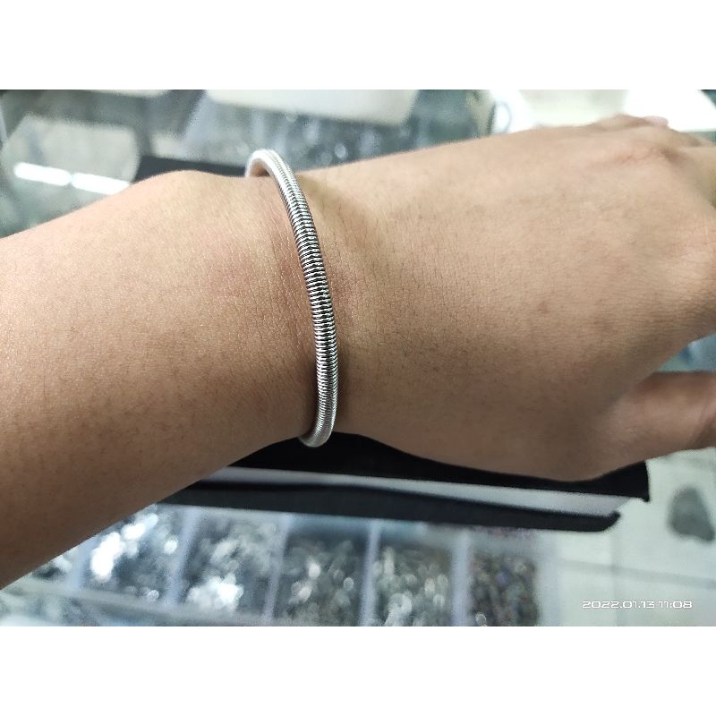 Gelang baja putih monel asli