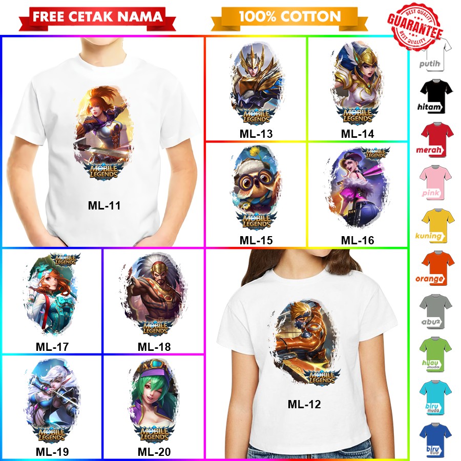 [FREE NAMA!!] Baju Kaos COUPLE  ANAK DAN DEWASA MOBILE LEGEND BANYAK MOTIF