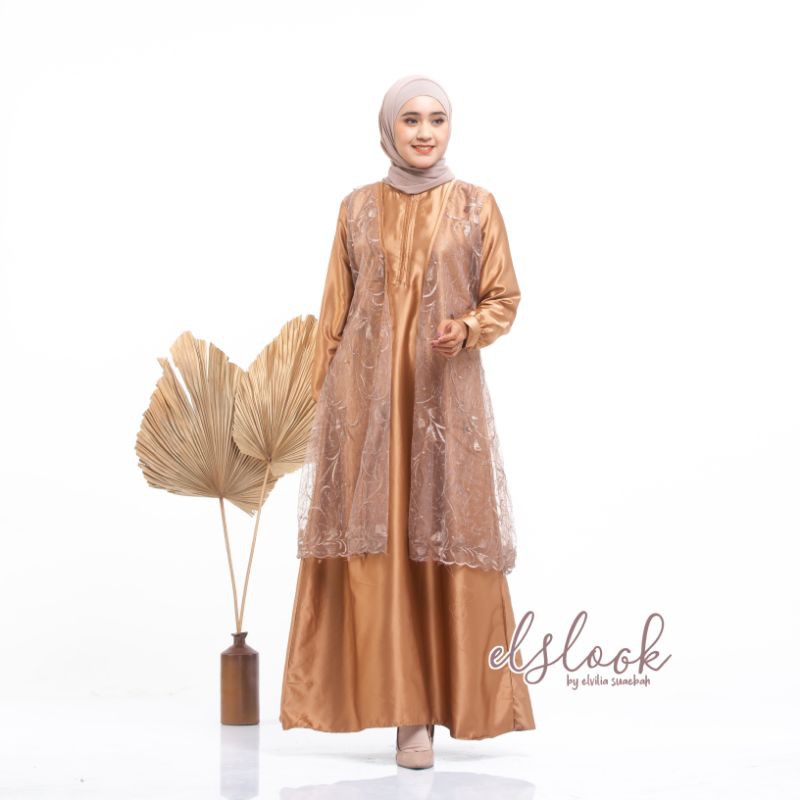 Aluna dress by elslook dress tile brokat outer vest brokat outfit kondangan busui friendly