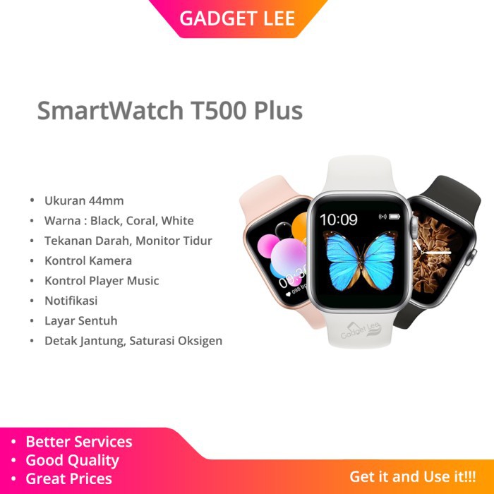 Jam Tangan SmartWatch Bracelet T500 Plus Bluetooth Connectivity Android IOS Heart Rate Sport Tracker