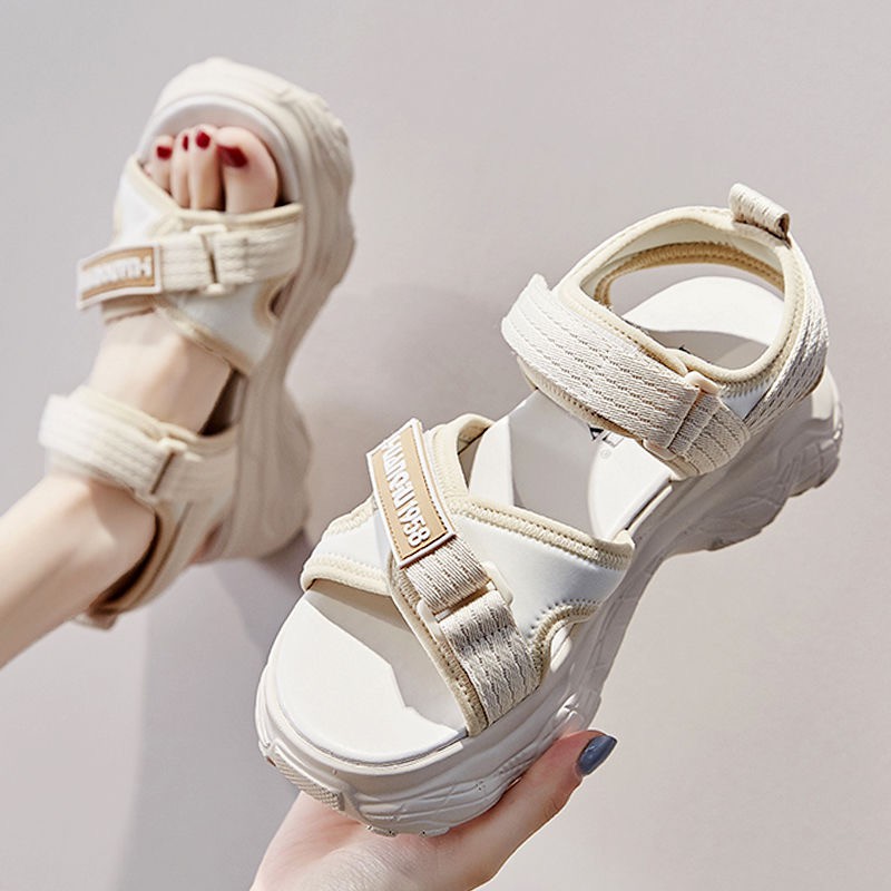 Sandal Wanita Wedges Outsole 5 cm Velcro Sendal Cewek Elegan Model Terbaru Korean Style Murah Nyaman