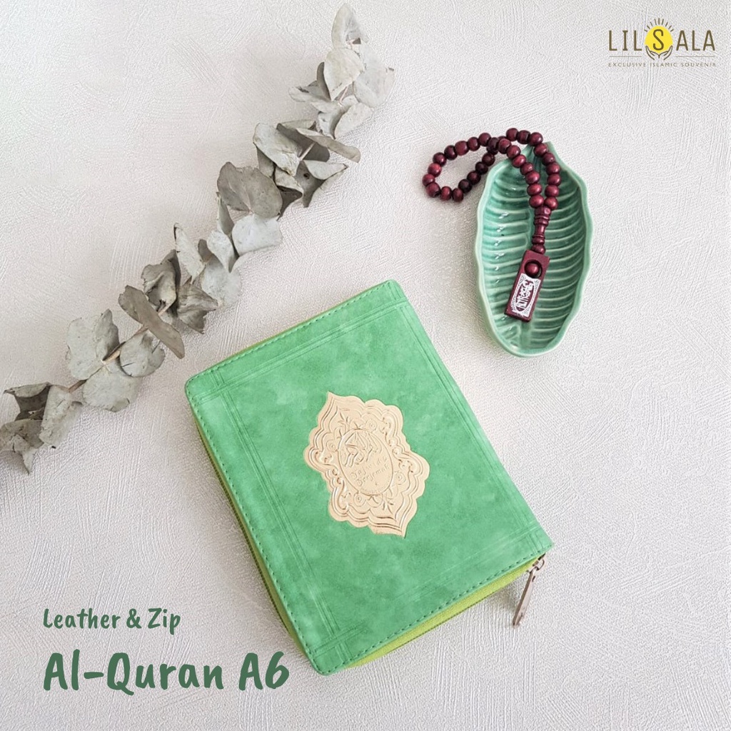 [QA6S] Al Quran Cover Kulit Sleting / Organizer Tajwid Terjemah A6 QPP free Tasbih Kayu