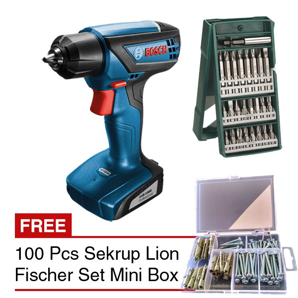 BOSCH GSR 1000 Bor Cordless & BOSCH 25 Pcs X-Line Mata Bor Obeng MK 01