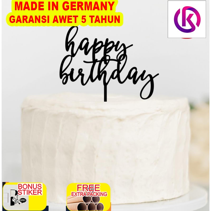 

Promo CUSTOM CAKE TOPPER HAPPY BIRTHDAY ACRYLIC / TOPPER KUE ULANG TAHUN - 10 cm