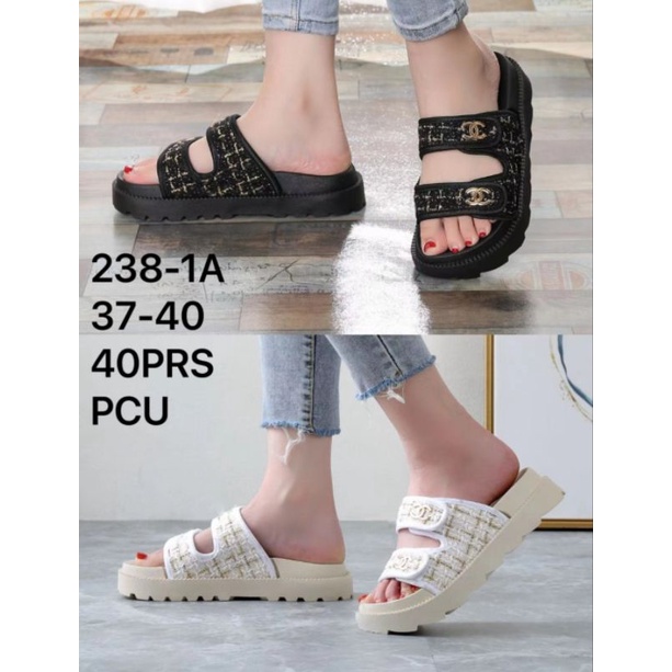 Sandal Wedges Fashion Korea DIVI Sandal Wanita 2 Strap Import