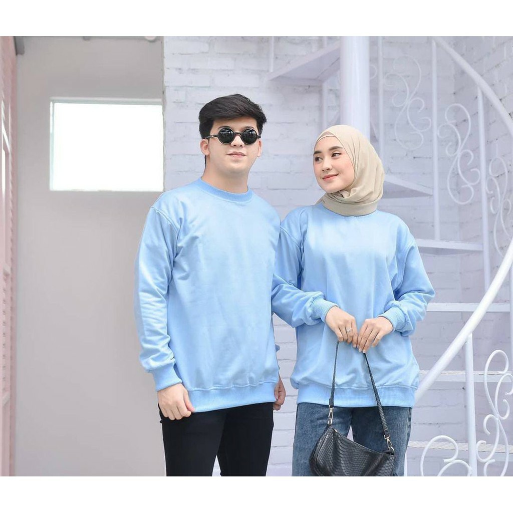 BASIC SWITER POLOS | 15 WARNA SIZE M L XL XXL BAHAN FLEECE-Baby Blue