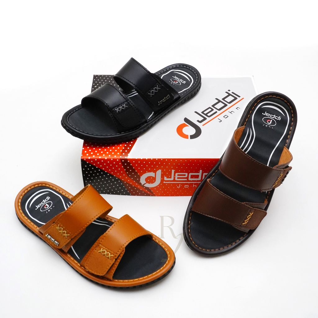 JEDDI [DPK 201] Sandal Selop Pria Kasual Slide Sandal Kulit Laki-laki Sandal Slip on Pria