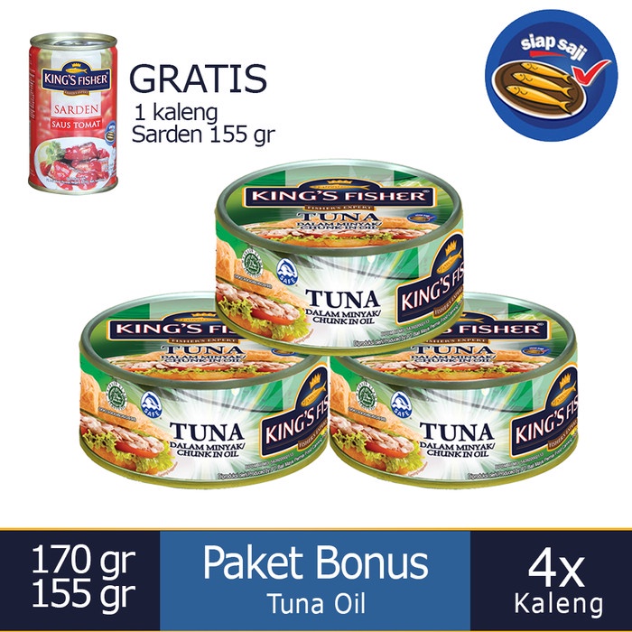 

sa2011aa Paket 3 Pcs King'S Fisher Tuna Oil 170G Gratis Sarden 155G Xa20X1