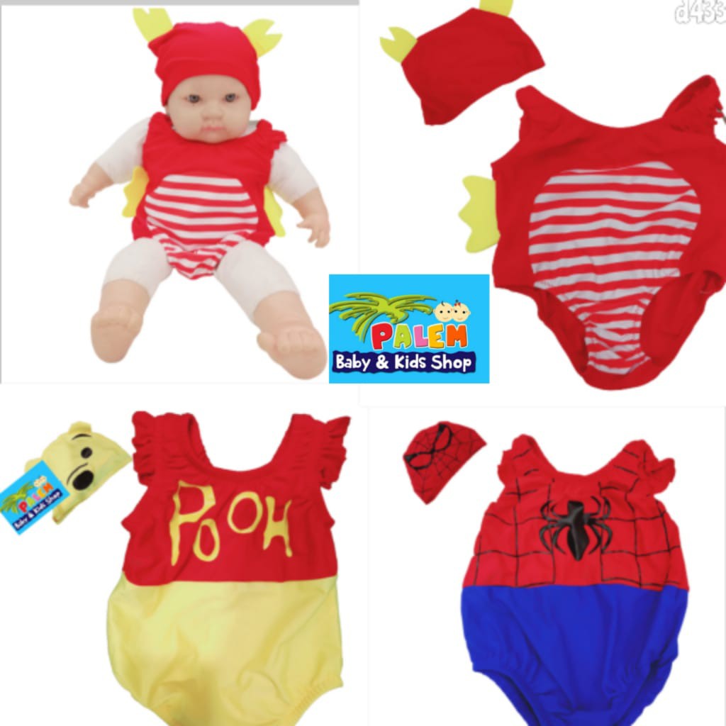 Baby Swimsuit Set Bikini &amp; Topi Baju Renang Bayi Anak size 6-12M