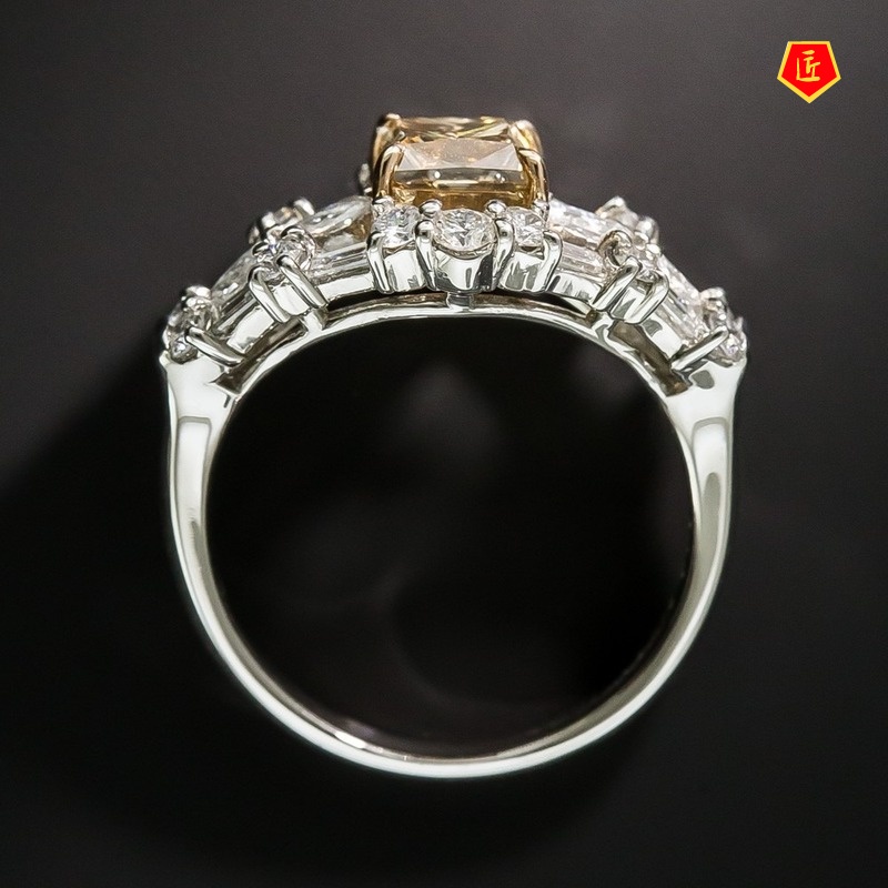 [Ready Stock]Fashion Elegant Inlaid Square Diamond Ring