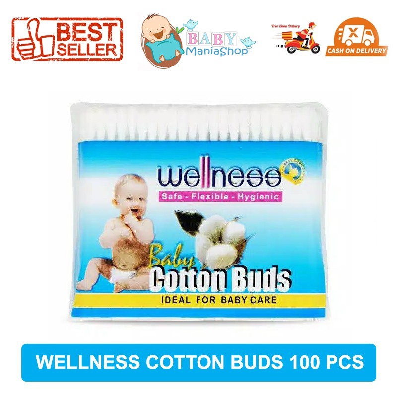 Cotton Buds Wellness 100pcs / Cotton Bud Cotta 100pcs Korek Kuping Permbersih Telinga Bayi Swabs