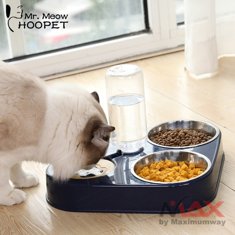 Mangman Tempat Makan dan Minum kucing dan anjing dispenser minum Hewan Peliharaan kesayangan Feeding Dishes piring makan mangkuk makan binatang pet kelinci kucing anjing muat banyak besar Dog Bowl Cat Feeder Bowl With Dog Water Bottle Automatic Drinking