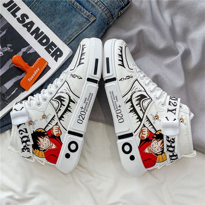 Murah Monkey D Luffy Sepatu Pria Boots Tinggi Anime One Piece Sport Klasik Keren Lentur Kekinian Ringan Sekolah 164