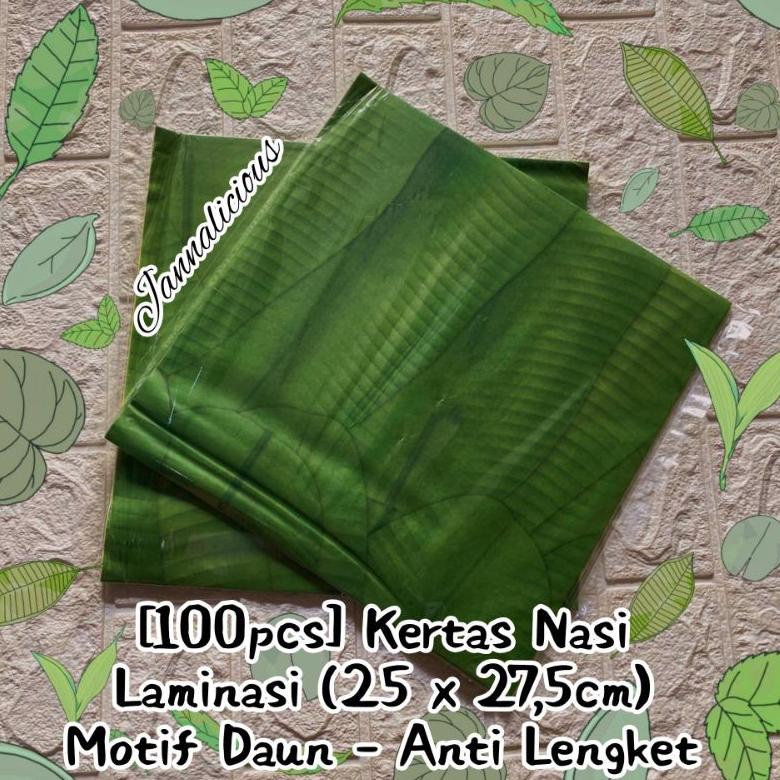 

✵#Sale Kertas Nasi Laminasi Anti Lengket ~ Motif Daun Pisang Uk. 25x27,5cm 50 ➷