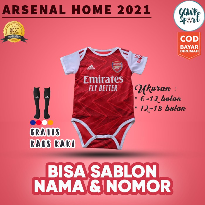 JUMPER BAYI BAJU BOLA BAYI LAKI LAKI ARSENAL HOME 2021 IMPORT TERBARU KUALITAS JAMINAN TERBAIK