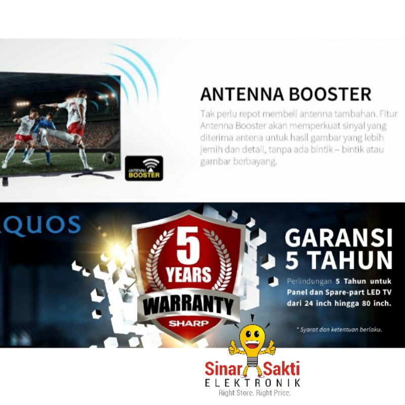 Sharp TV LED 32 Inch Digital Aquos HD C32DC1 USB Garansi Resmi