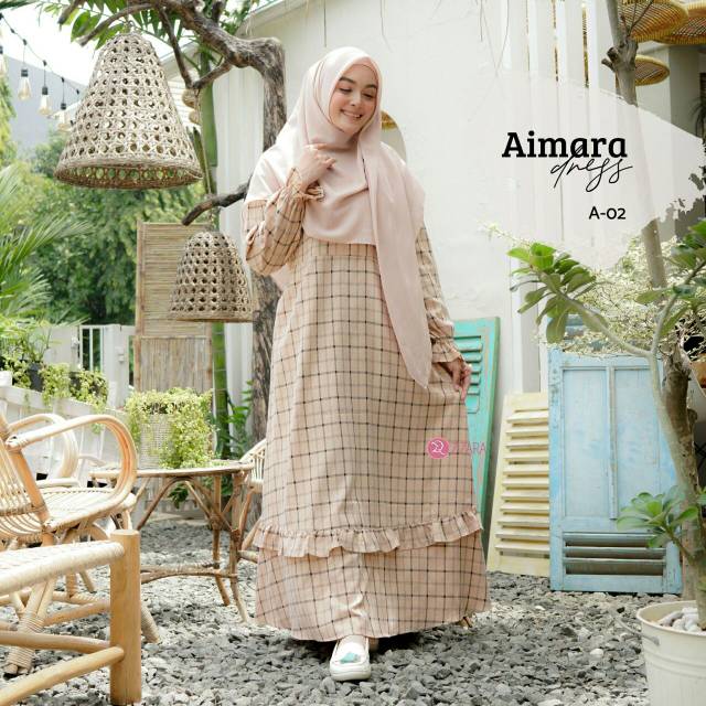 TERLARIS  Aimara Dress by zizara / Gamis semi formal / Gamis busui friendly - gamis motif kotak