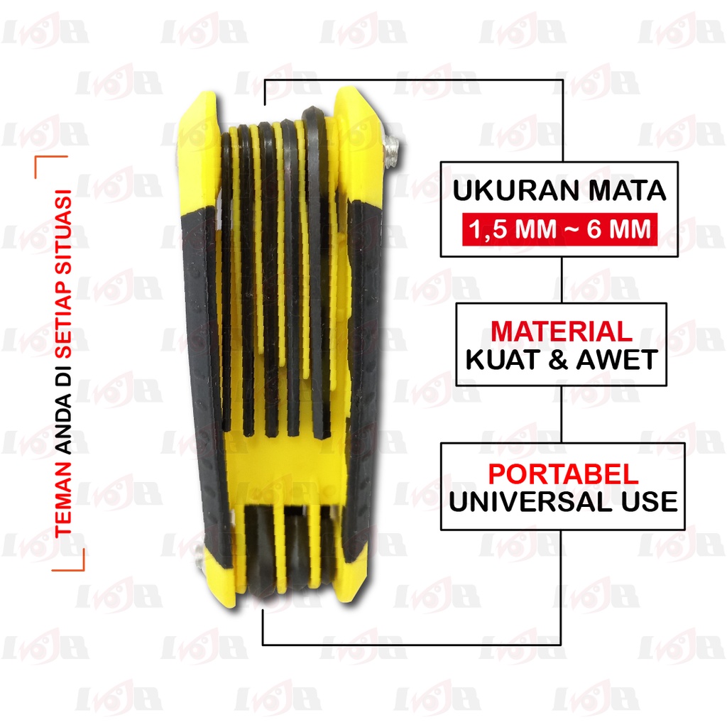 Kunci L Lipat Kenmaster Folding Hexagonal Key Set 9 mata