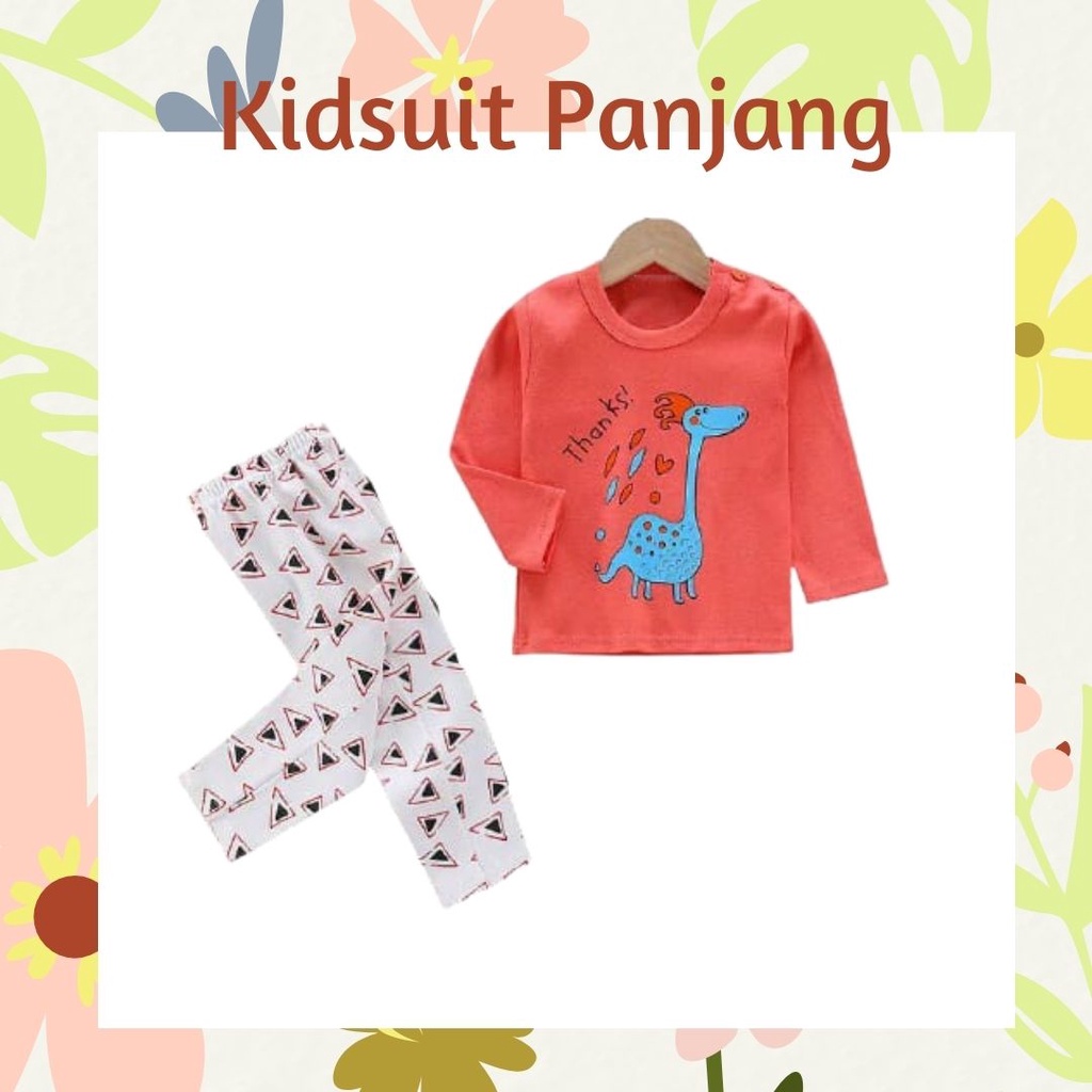 Plazababyku KIDS SUIT PIYAMA PANJANG Setelan Anak Bahan Kaos Celana Berkualitas Import cewek H1A